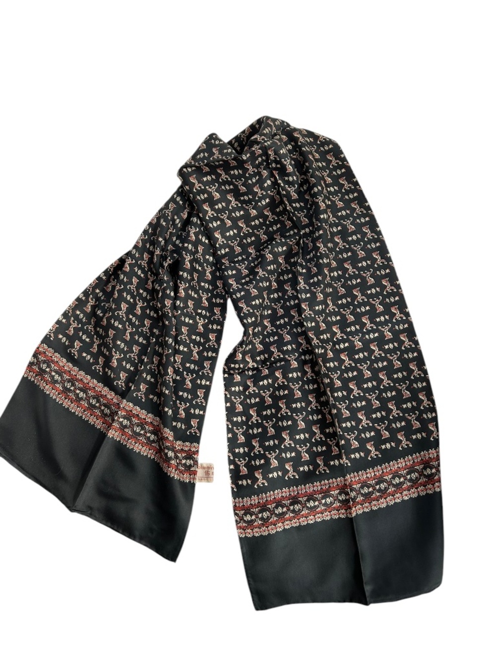 Bloomingdales silk black red graphic Phoenix rising graphic MCM scarf Egyptian